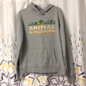 Disney Parks Animal Kingdom Gray Embroidered Hooded Sweatshirt, Size Youth XL